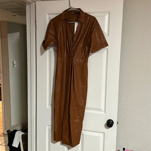 Brown Zara Leather Dress